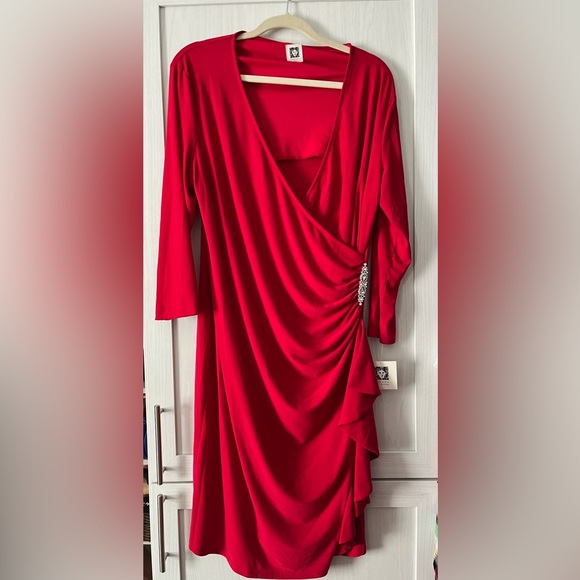 NWT Anne Klein Holiday Cocktail Length Dress Size 16 Rhinestone 🥂🎅🏽 - Picture 1 of 4